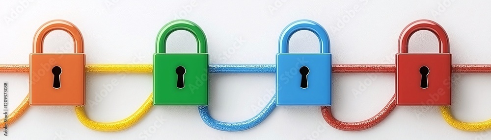 Poster a conceptual image of layered security locks with data streams flowing securely.
