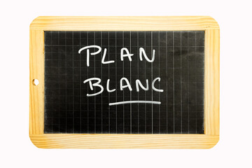 Obraz premium les mots plan blanc écrit en français sur une ardoise
