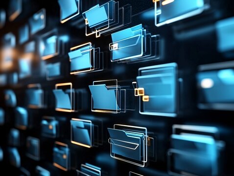 A digital dashboard displaying categorized documents and efficient retrieval systems.