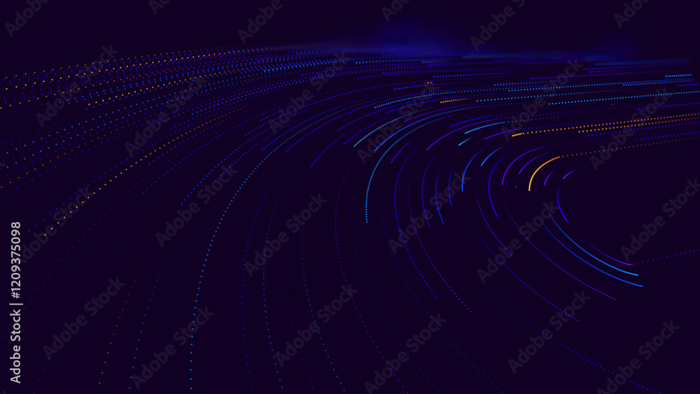 Poster High Speed Light Particles Internet Data Cloud Technology Background. Digital Road Fast Speed Internet Broadband Data Flow Concept. Science Tech Research Presentation Bg. Vector Illustration.