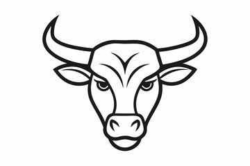 Bull line art logo illustration black and white
