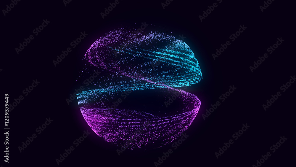 Poster Abstract technology sphere with connecting dots, lines and triangles. Digital abstract network structure. 3D rendering.