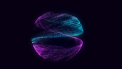 Abstract technology sphere with connecting dots, lines and triangles. Digital abstract network structure. 3D rendering.