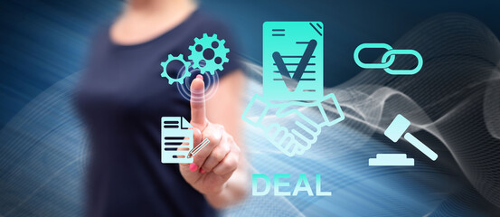 Woman touching a deal concept