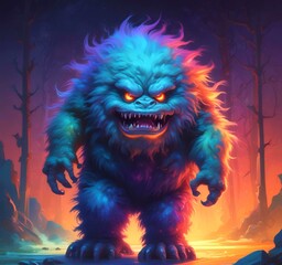 Illustration of fluffy and cute small monster.