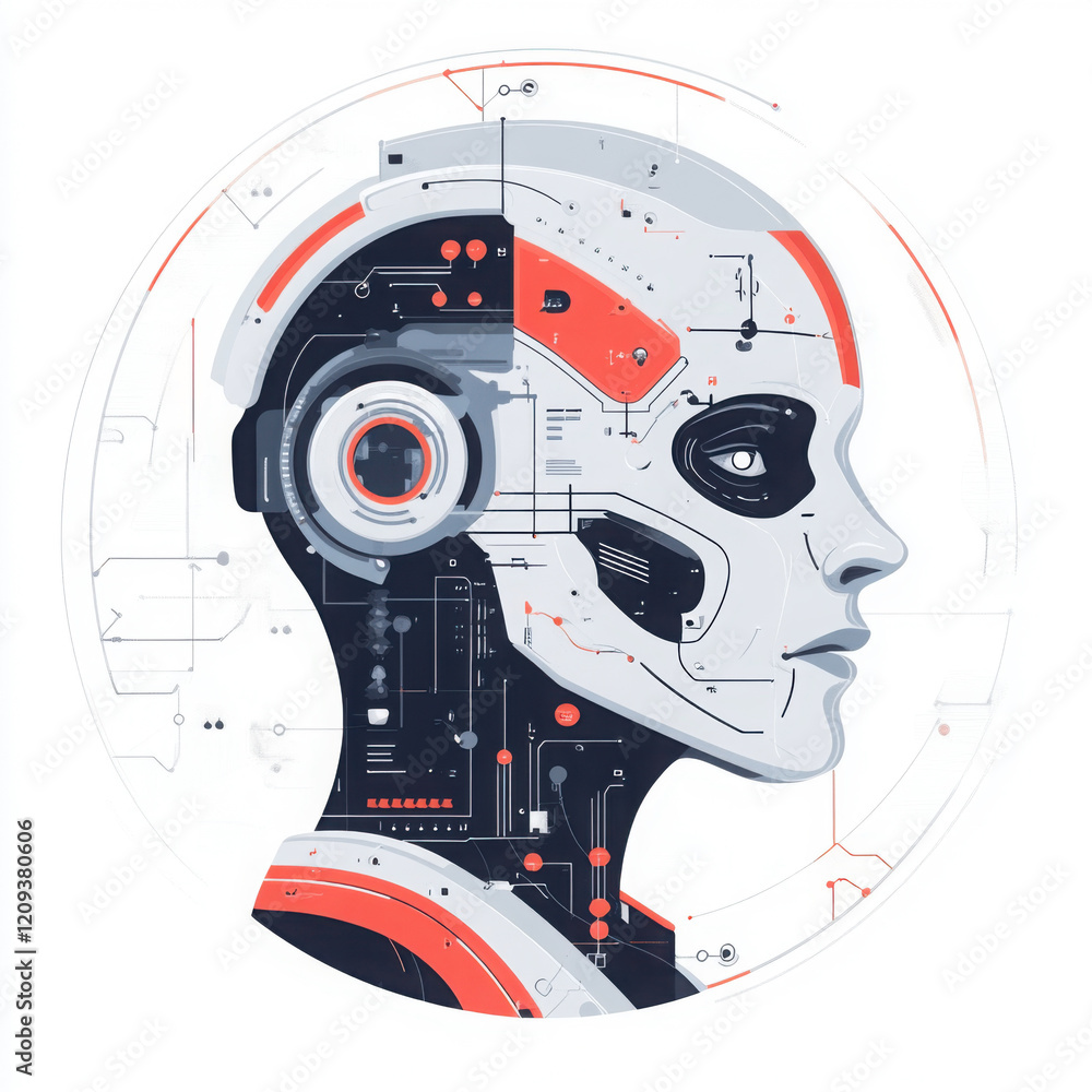 Poster intricate design of a futuristic human brain, highlighting intelligence and technology with a blend 
