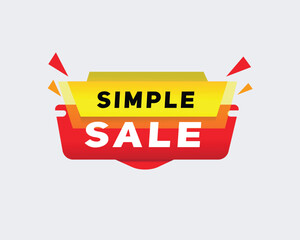 Simple sale - banner speech for business concept, vector label template. Design element white background.