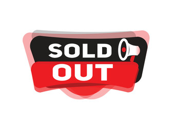 Sold out banner message for announce advertising template or business concept design. Modern banner.