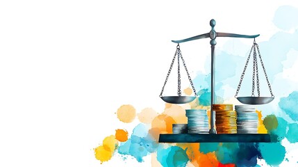 A balance scale tipping heavily with goods on one side and stacks of devalued money on the other