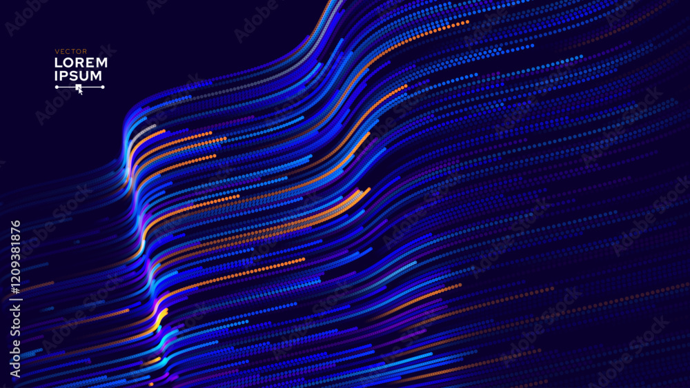 Fototapete Digital Big Data Flow Vector Background. Big Data Technology Lines. Abstract Science Technology Illustration. Big Data Neural Network Background Concept. AI Visualization Concept. Vector.