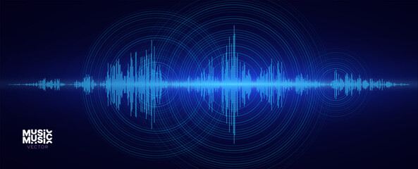 Music Sound Waveform. Digital Voice Assistant Soundwave. AI Assistant Voice Generation or Recognition Concept. Vector Illustration.