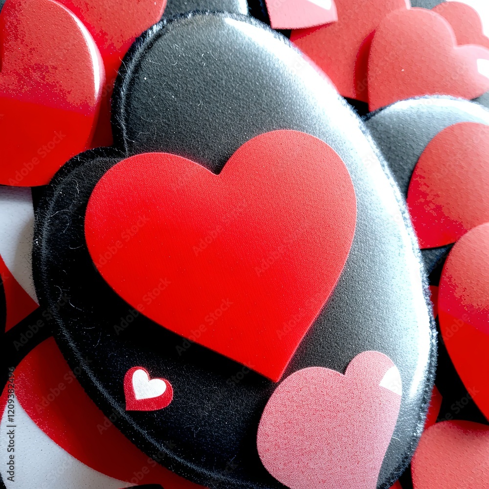 Poster a collection of hearts in various sizes and colors