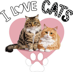 I LOVE CATS VECTOR ART