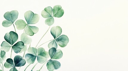 Obraz premium Watercolor clover isolated on white background, Lucky clover leaves with four leaf,Clover flowers background,Patricks day watercolor clipart,Spring flower pattern,St. Patrick s day seamless pattern.