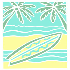 Fototapeta na wymiar Surfing summer vibe sticker design