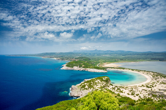 Voidokilia beach, Greece. View from above	
