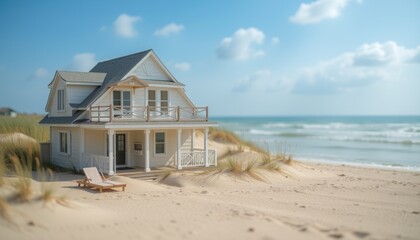 Fototapeta premium Small beach house on a sandy coastline