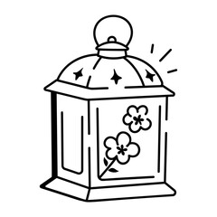 Doodle style icon of floral lantern 


