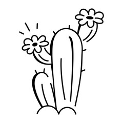 Cactus plant icon in hand drawn style 

