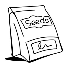 Seed bag icon in doodle style 

