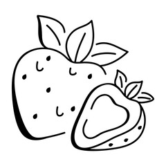 A hand drawn icon of strawberries 

