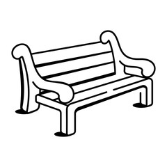 Garden bench icon in hand drawn style 

