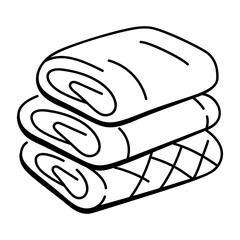 A doodle style icon of blanket stack 
