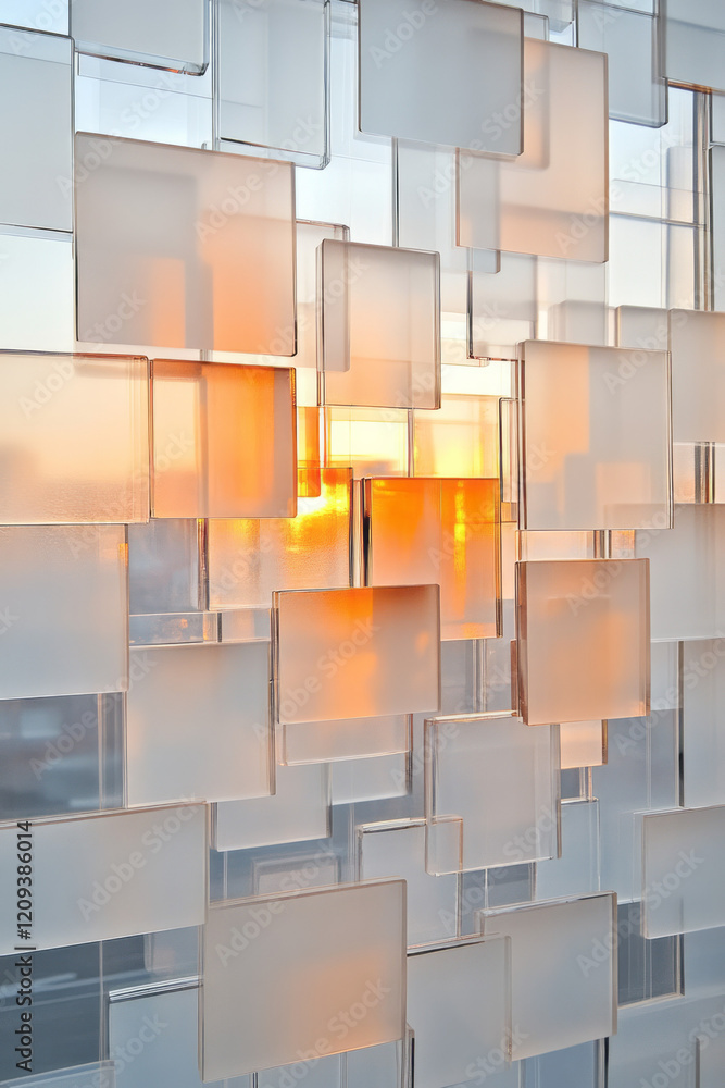 Poster a sophisticated abstract glass lattice with overlapping intricate patterns and dynamic light refract