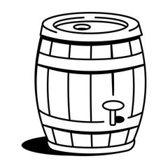 A hand drawn icon of wooden barrel 
