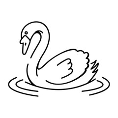 A doodle style icon of swan bird 
