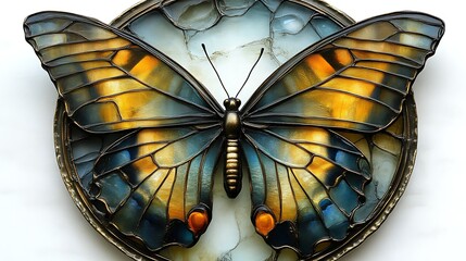 Ornate Glass Butterfly Art Decorative Piece
