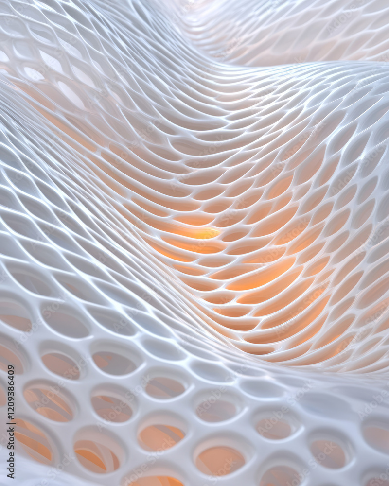 Poster a sophisticated abstract glass lattice with overlapping intricate patterns and dynamic light refract
