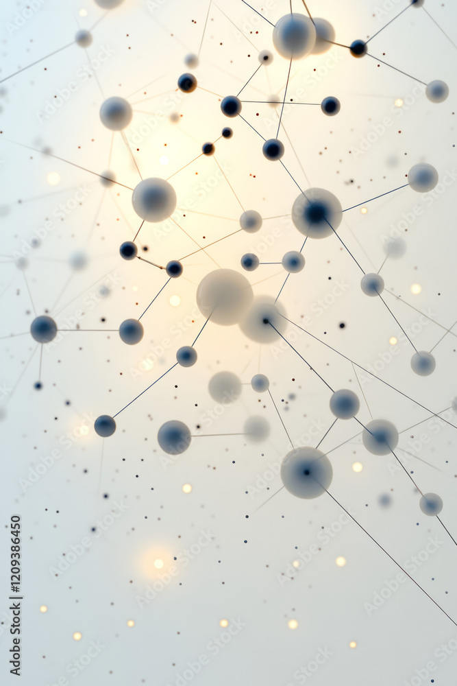 Poster an artistic representation of a glass molecular network with intricate bonding patterns and glowing 