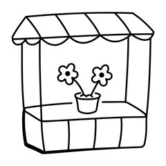A hand drawn icon of flower stall 
