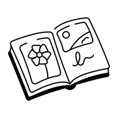 Photo album icon in doodle style 
