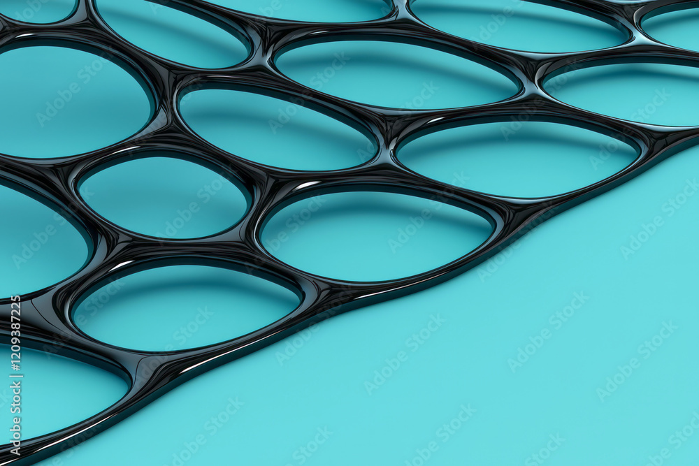 Aufkleber a sleek abstract geometric network with interconnected lines and black nodes against a gradient blue