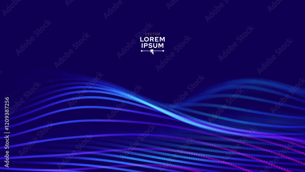Poster Abstract Background Waves of Dots and Weave Lines. Digital Network Connection Structure Technology Business Concept. Tech Science Presentation Backdrop Vector Illustration.
