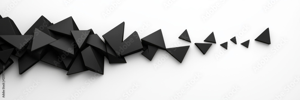 Poster an abstract geometric pattern featuring black triangular nodes interconnected with sleek lines, crea
