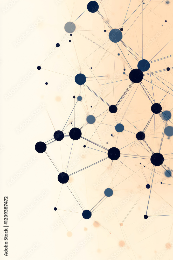 Poster a modern abstract network with black nodes and intricate geometric lines forming a complex, layered 