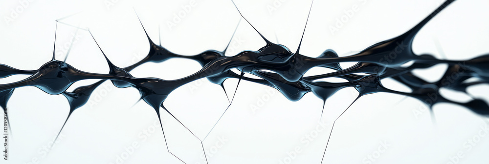 Poster an artistic abstract network with black diamond-shaped nodes and flowing geometric lines, creating a