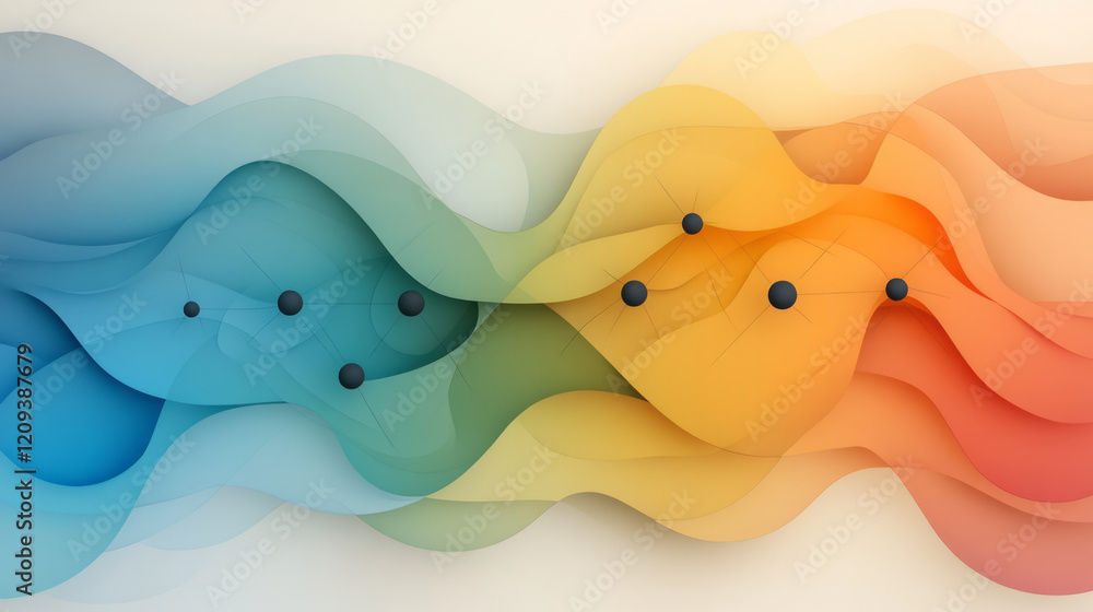 Aufkleber a vibrant abstract geometric network with black nodes and colorful geometric patterns radiating from