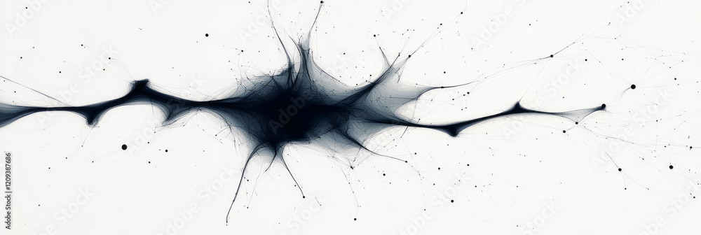 Poster an artistic abstract network with black diamond-shaped nodes and flowing geometric lines, creating a