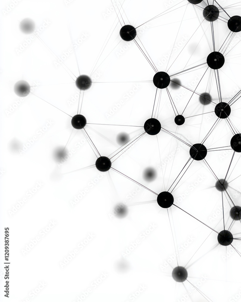 Aufkleber a detailed 2d geometric network design with black nodes and intricate polygonal connections, emphasi