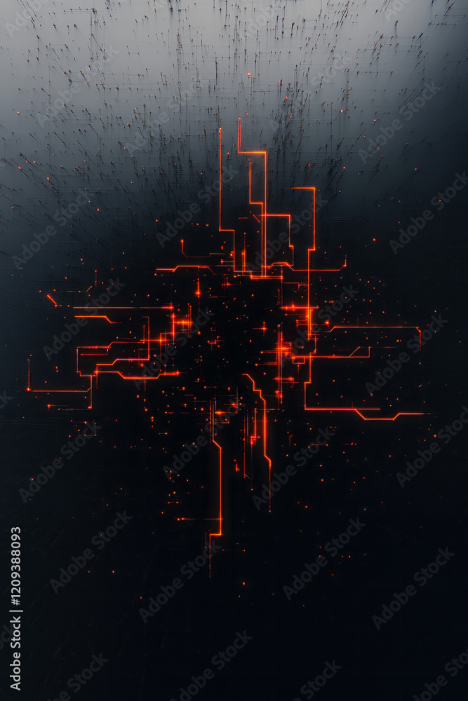 Poster a high-tech abstract geometric network with black nodes and glowing geometric lines, creating a sens
