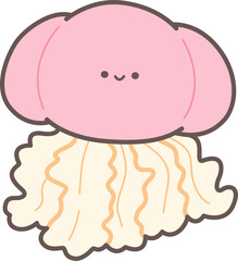 Cute Cartoon Jellyfish with Smiling Face