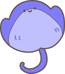 Cute Purple Blue Manta Ray Cartoon Illustration