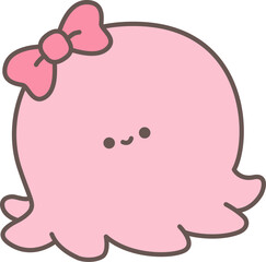 Cute Pink Octopus with Pink Bow