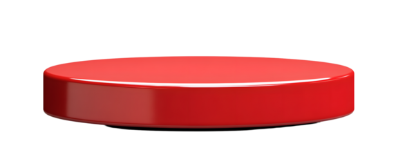 PNG red podium isolated on transparent 3d background with empty product display pedestal platform stage.