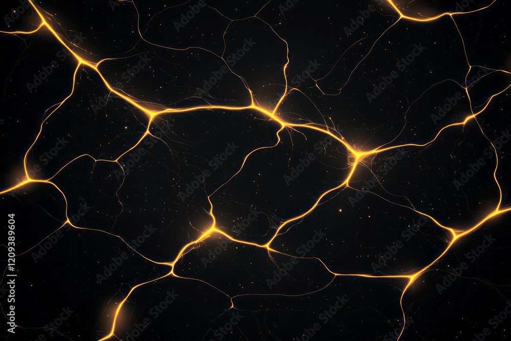 Aufkleber a striking abstract geometric network composed of vibrant yellow lines intricately connected on a de