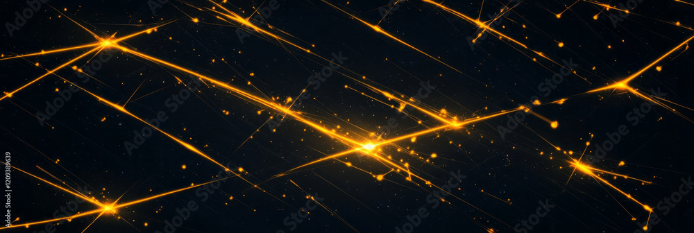 Poster a dynamic abstract geometric pattern with bold yellow lines forming an intricate network on a sleek 
